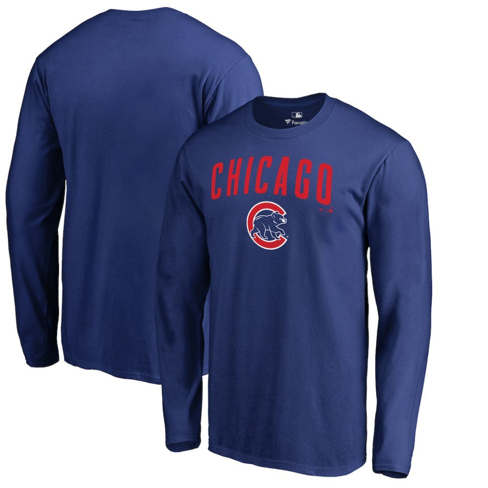 Chicago Cubs Team Lockup Long Sleeve T-Shirt - Royal T-shirts