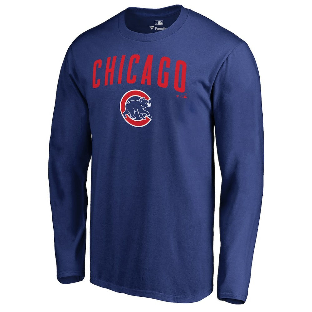 Chicago Cubs Team Lockup Long Sleeve T-Shirt - Royal T-shirts