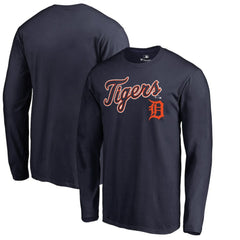 Detroit Tigers Team Lockup Long Sleeve T-Shirt - Navy T-shirts