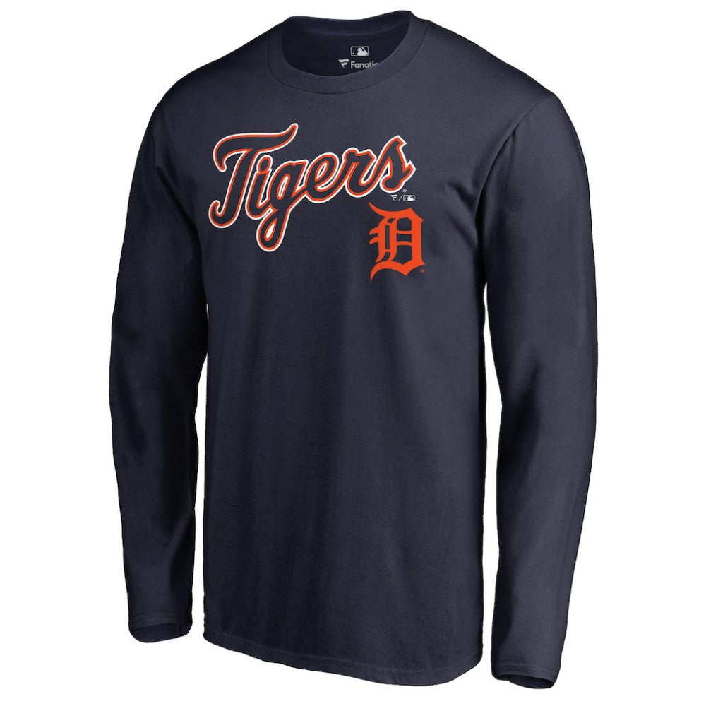 Detroit Tigers Team Lockup Long Sleeve T-Shirt - Navy T-shirts