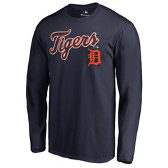 Detroit Tigers Team Lockup Long Sleeve T-Shirt - Navy T-shirts