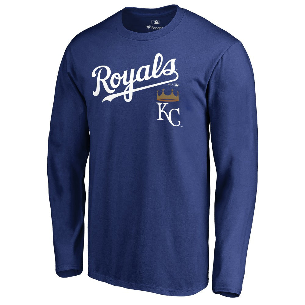 Kansas City Royals Team Lockup Long Sleeve T-Shirt - Royal T-shirts