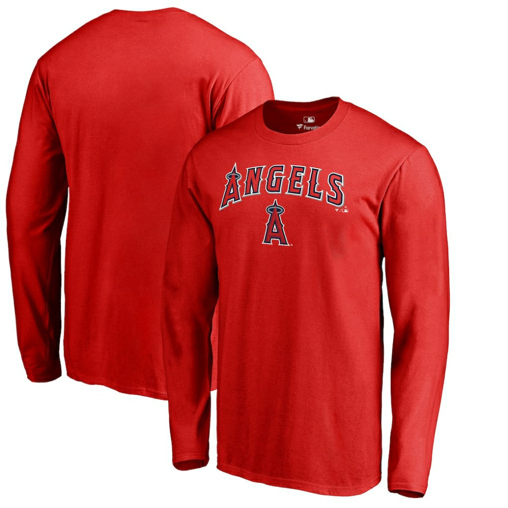 Los Angeles Angels Team Lockup Long Sleeve T-Shirt - Red T-shirts