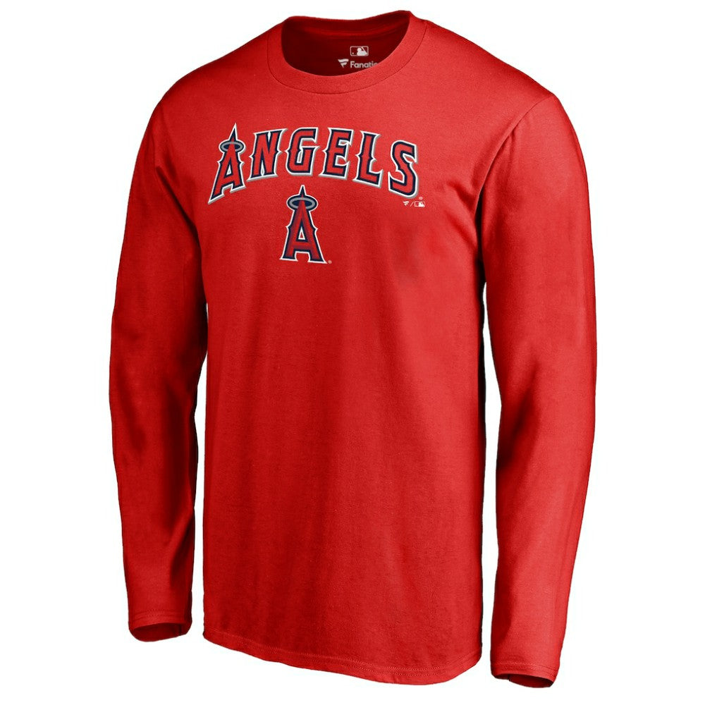 Los Angeles Angels Team Lockup Long Sleeve T-Shirt - Red T-shirts