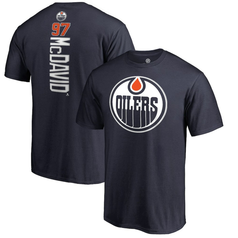 NHL Connor McDavid Edmonton Oilers Backer Name & Number T-Shirt - Navy