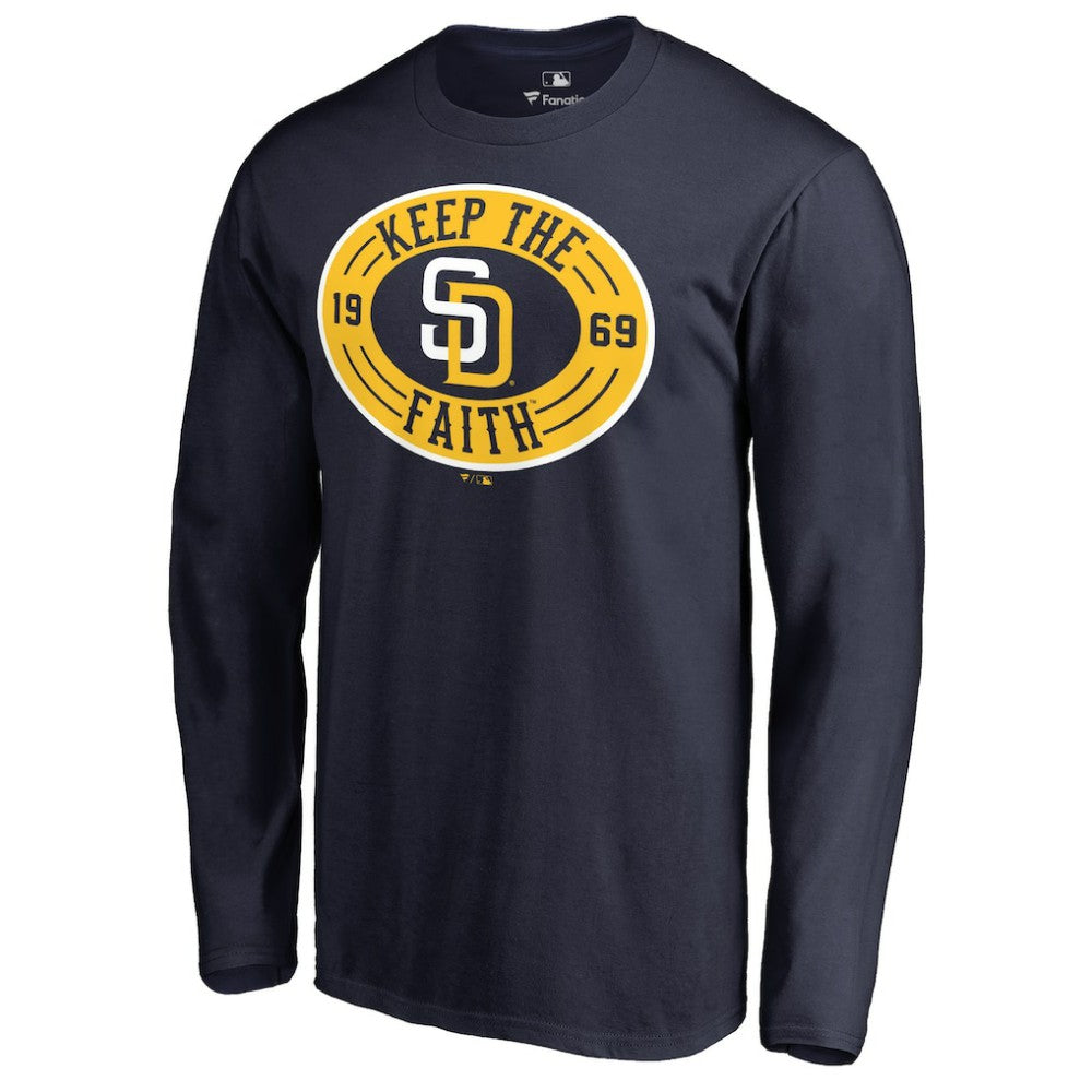 San Diego Padres Hometown Collection Keep the Faith Long Sleeve T-Shirt - Navy T-shirts