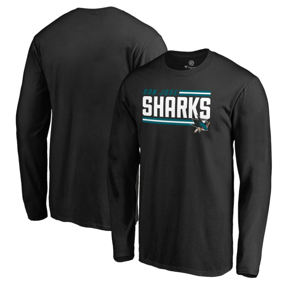 NHL San Jose Sharks Iconic Collection On Side Stripe Long Sleeve T-Shirt - Black