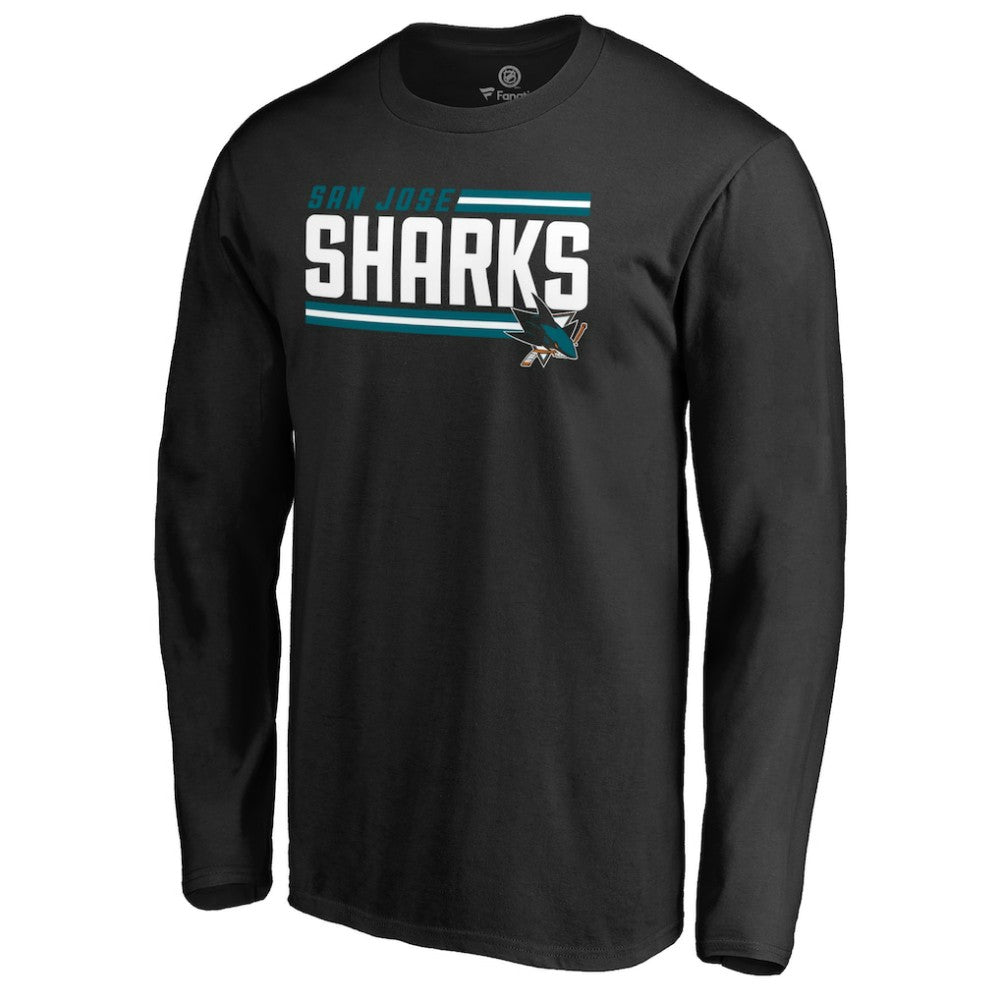 NHL San Jose Sharks Iconic Collection On Side Stripe Long Sleeve T-Shirt - Black