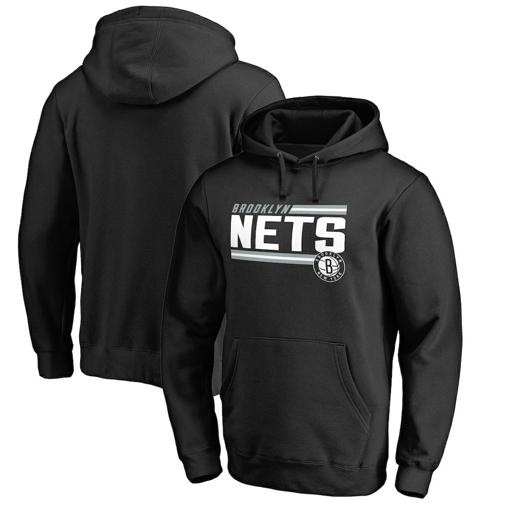 Brooklyn Nets Onside Stripe Pullover Hoodie Black