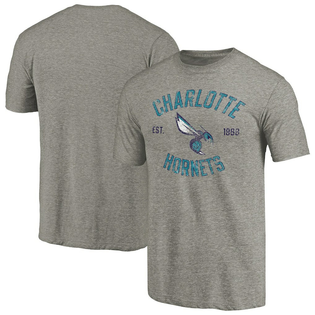 Charlotte Hornets Team Heritage Tri-Blend T-Shirt Gray