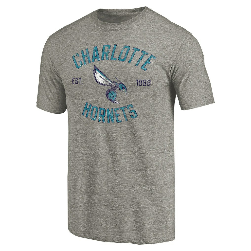 Charlotte Hornets Team Heritage Tri-Blend T-Shirt Gray