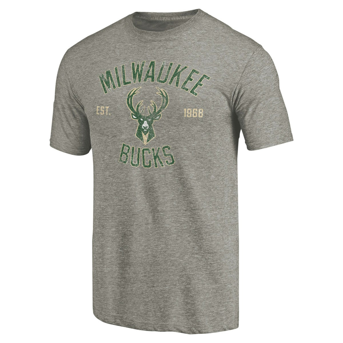 Milwaukee Bucks Team Heritage Tri-Blend T-Shirt Gray