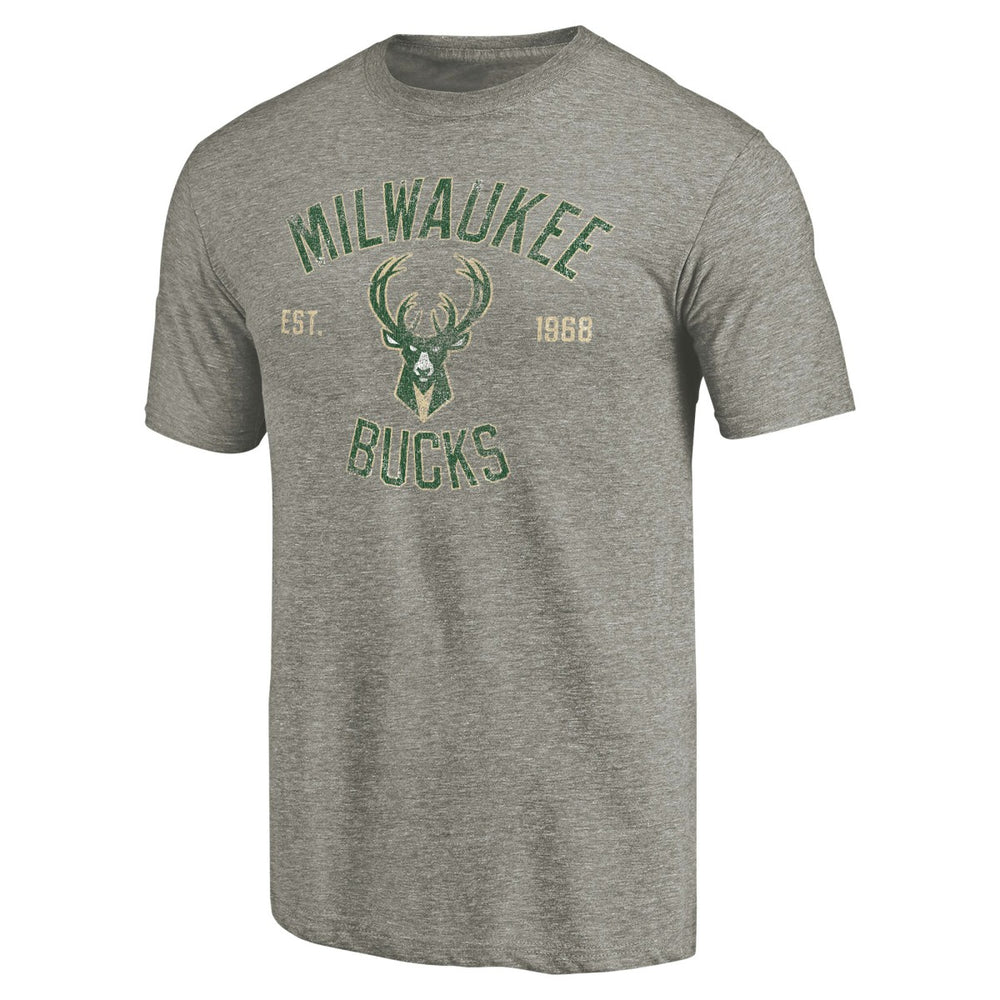 Milwaukee Bucks Team Heritage Tri-Blend T-Shirt Gray
