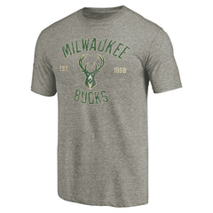 Milwaukee Bucks Team Heritage Tri-Blend T-Shirt Gray