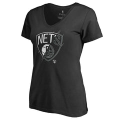 Brooklyn Nets Women's X-Ray Slim Fit V-Neck T-Shirt Black