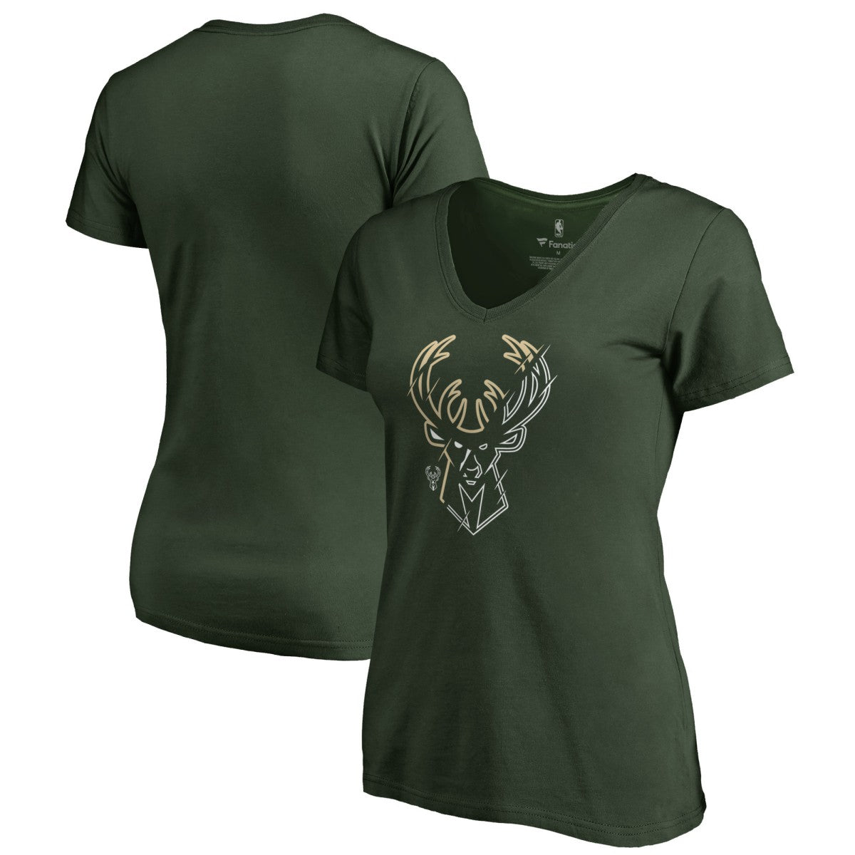Milwaukee Bucks Women's X-Ray Slim Fit V-Neck T-Shirt Green