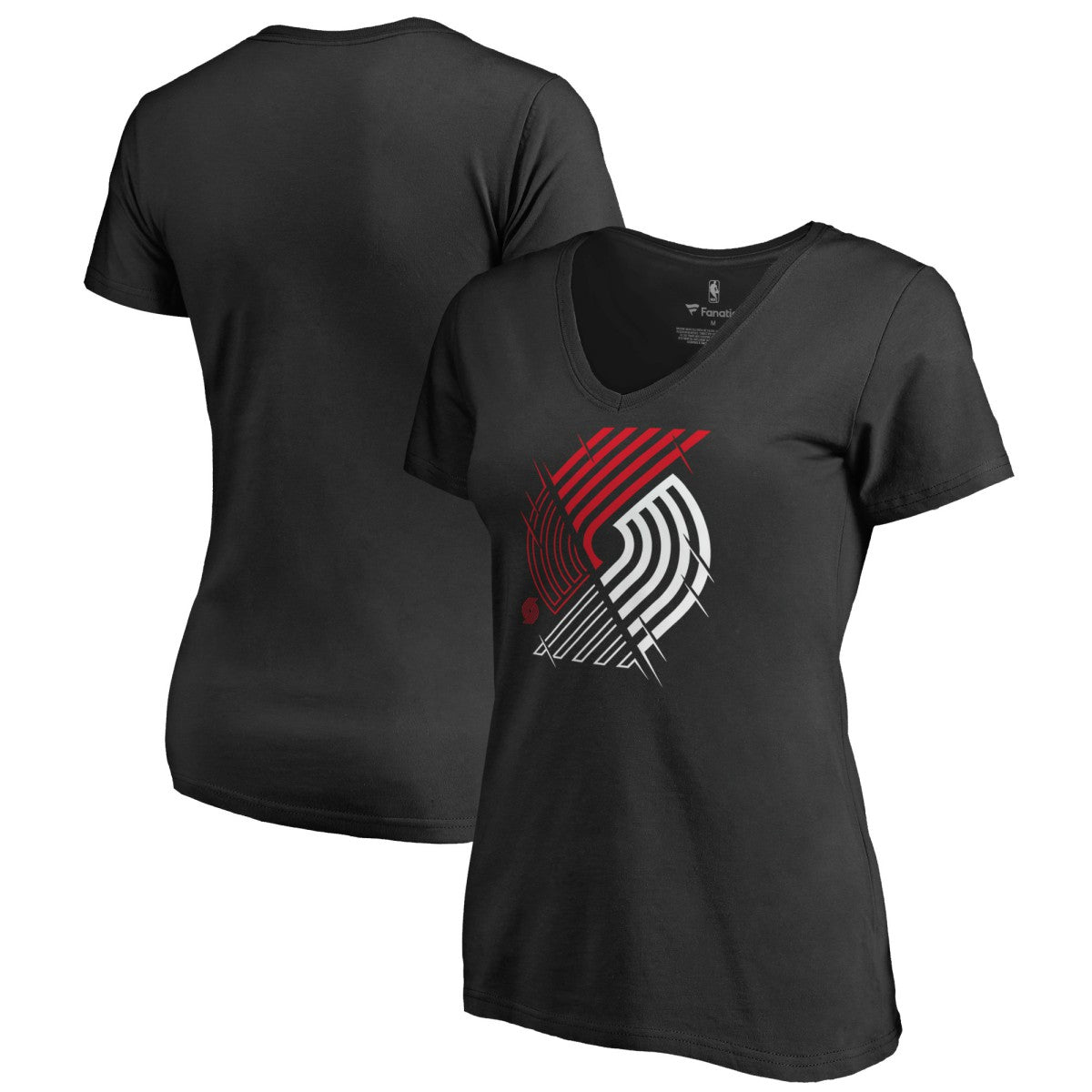 Portland Trail Blazers Women's X-Ray Slim Fit V-Neck T-Shirt Black