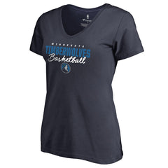 Minnesota Timberwolves Women's Script Assist V-Neck T-Shirt Navy