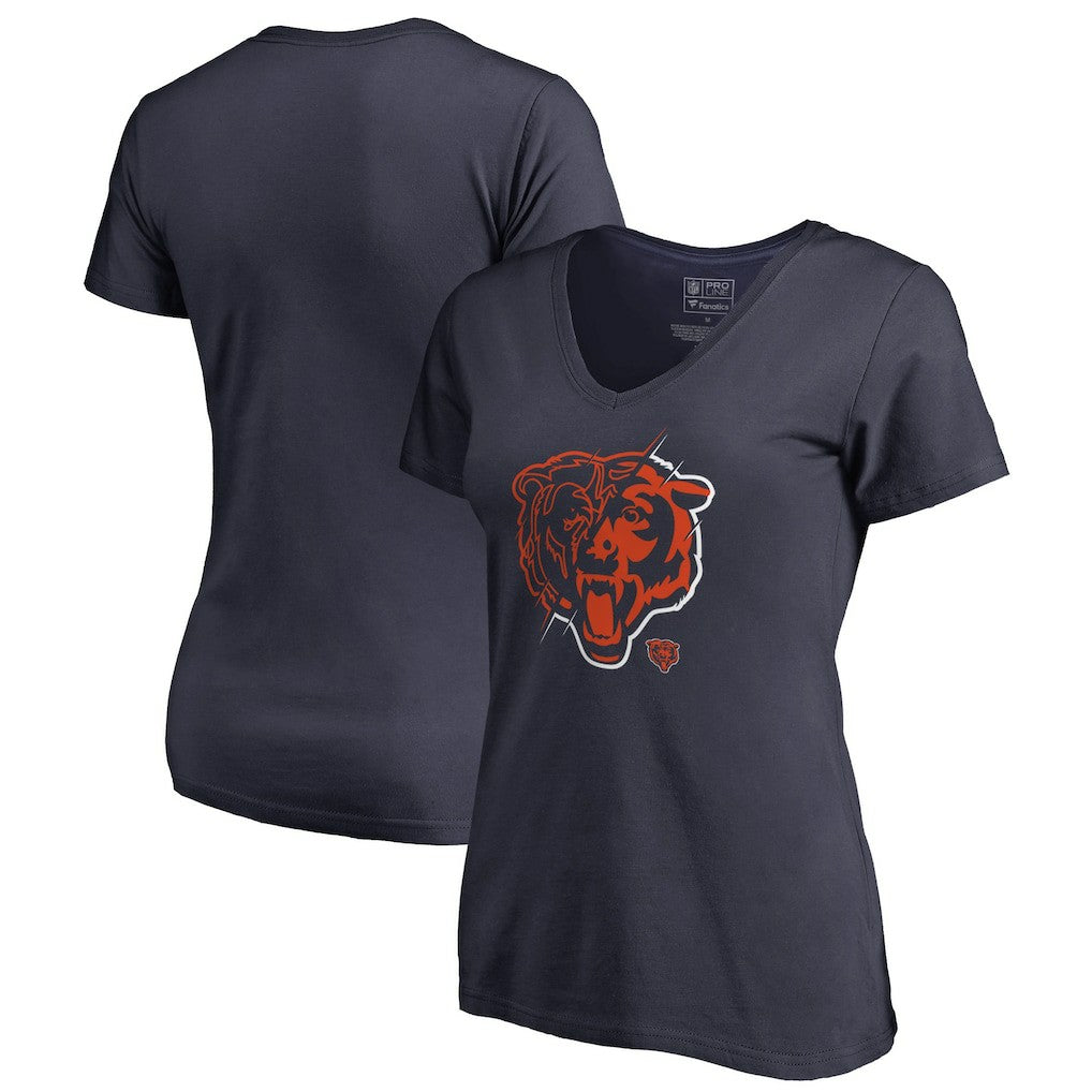 Chicago Bears Women's X-Ray Slim Fit V-Neck T-Shirt Navy
