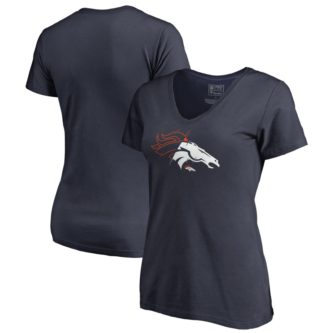 Denver Broncos Women's X-Ray V-Neck T-Shirt Navy