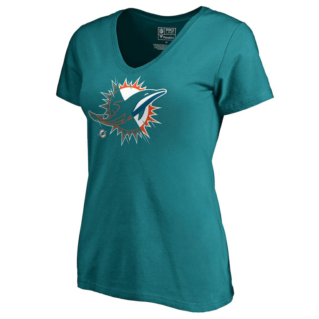 Miami Dolphins Women's X-Ray Slim Fit V-Neck T-Shirt Aqua