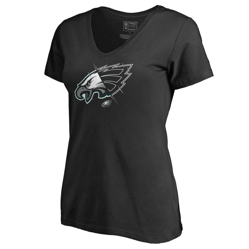 Philadelphia Eagles Women's X-Ray Slim Fit V-Neck T-Shirt Black