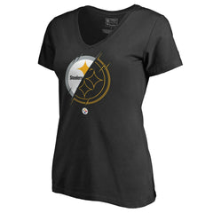 Pittsburgh Steelers Women's X-Ray Slim Fit V-Neck T-Shirt Black