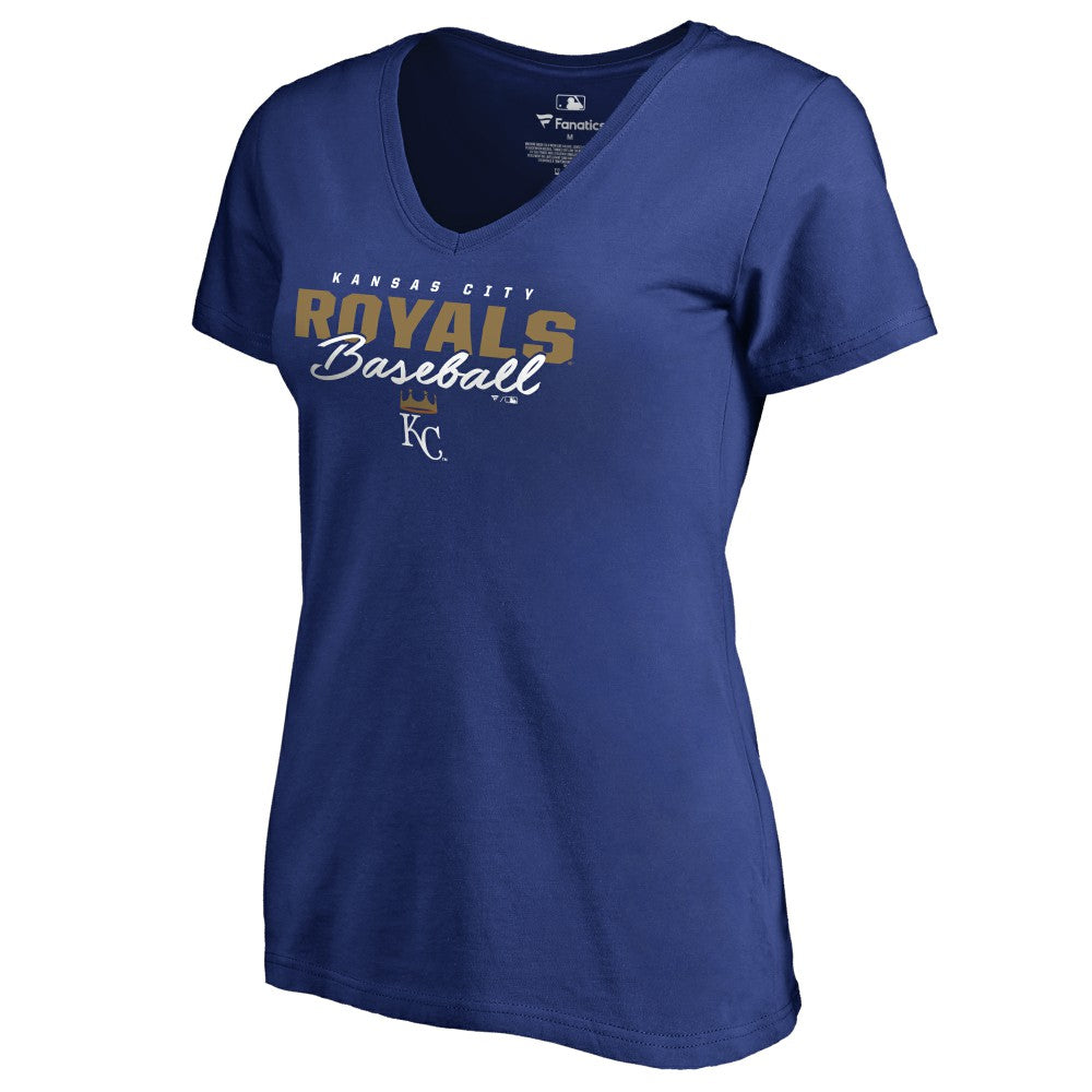 Kansas City Royals Women's Script Assist V-Neck T-Shirt - Royal T-shirts