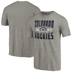 Colorado Rockies Cooperstown Collection Antique Stack Tri-Blend T-Shirt - Gray T-shirts