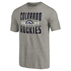 Colorado Rockies Cooperstown Collection Antique Stack Tri-Blend T-Shirt - Gray T-shirts