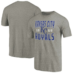 Kansas City Royals Cooperstown Collection Antique Stack Tri-Blend T-Shirt - Gray T-shirts