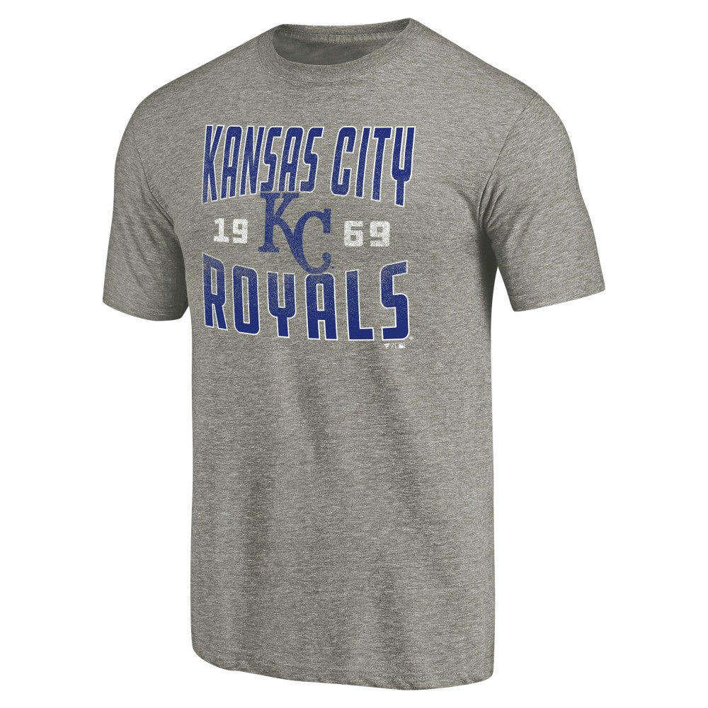 Kansas City Royals Cooperstown Collection Antique Stack Tri-Blend T-Shirt - Gray T-shirts