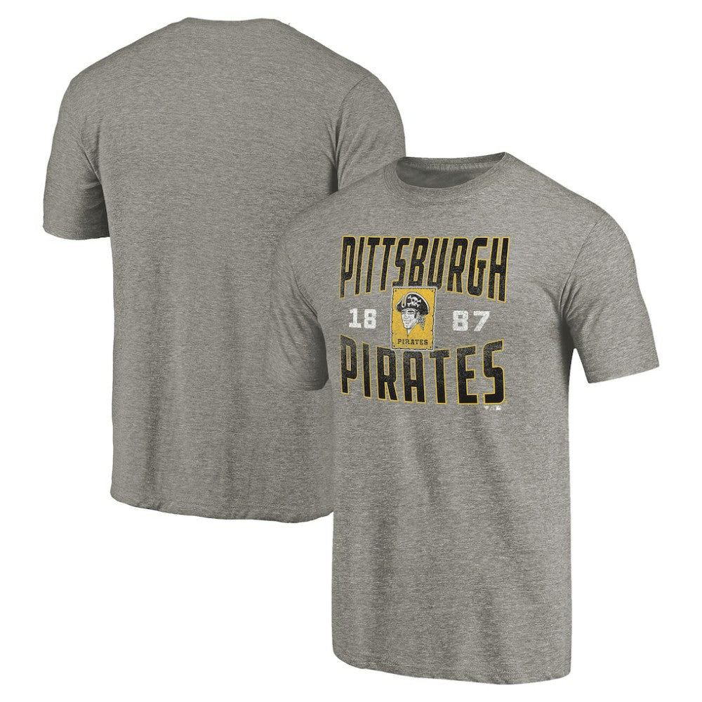 Pittsburgh Pirates Cooperstown Collection Antique Stack Tri-Blend T-Shirt - Gray T-shirts