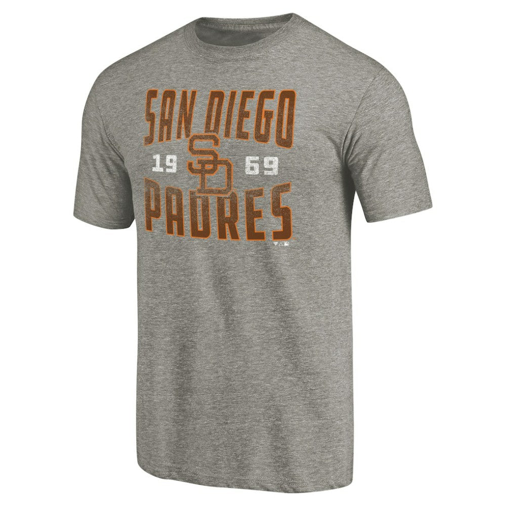 San Diego Padres Cooperstown Collection Antique Stack Tri-Blend T-Shirt - Gray T-shirts