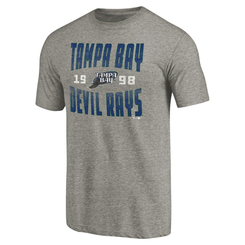 Tampa Bay Rays Cooperstown Collection Antique Stack Tri-Blend T-Shirt - Gray T-shirts
