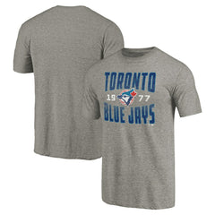 Toronto Blue Jays Cooperstown Collection Antique Stack Tri-Blend T-Shirt - Gray T-shirts