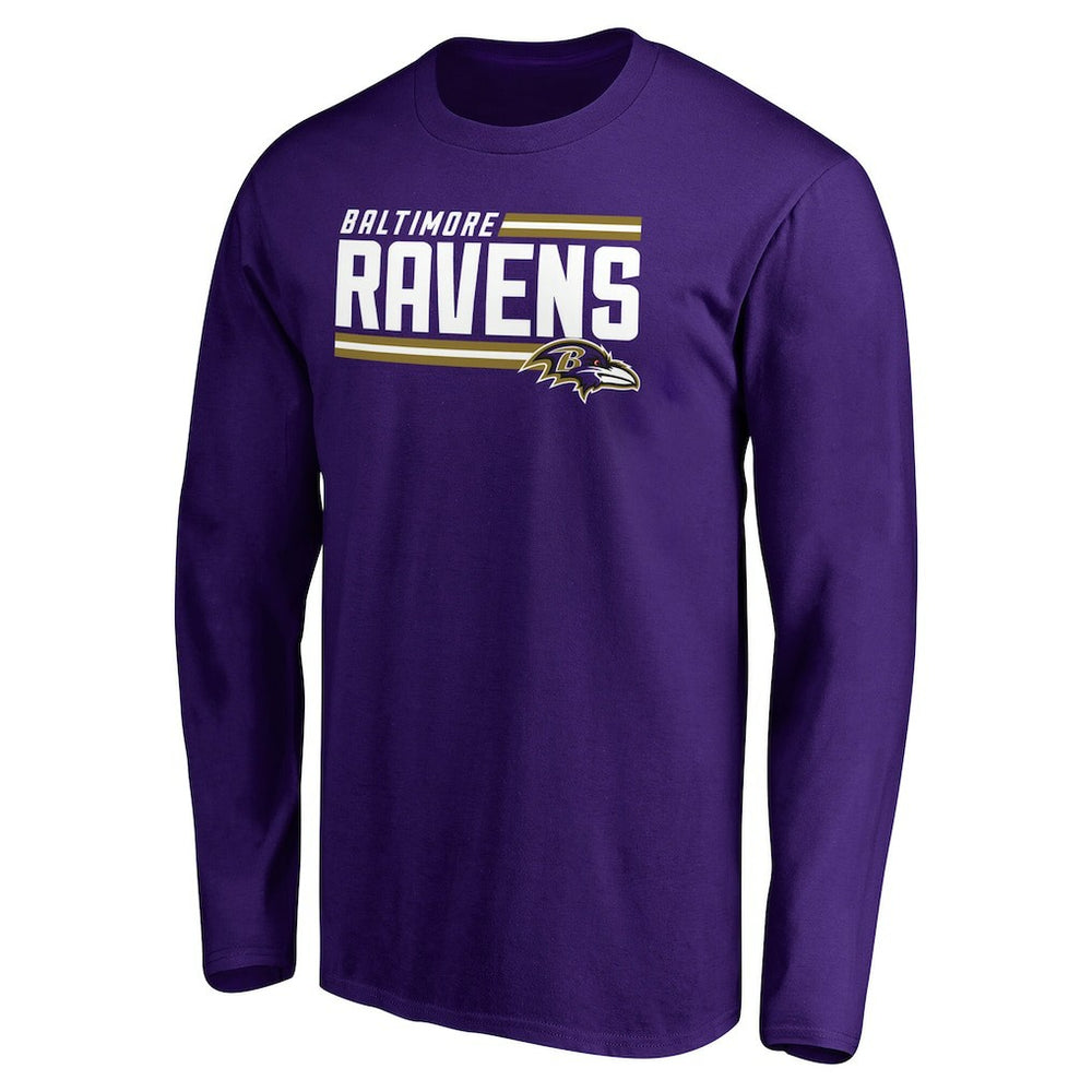 Baltimore Ravens Iconic Collection On Side Stripe Long Sleeve T-Shirt Purple