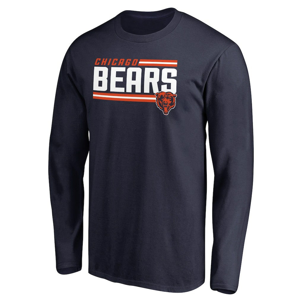 Chicago Bears Iconic Collection On Side Stripe Long Sleeve T-Shirt Navy