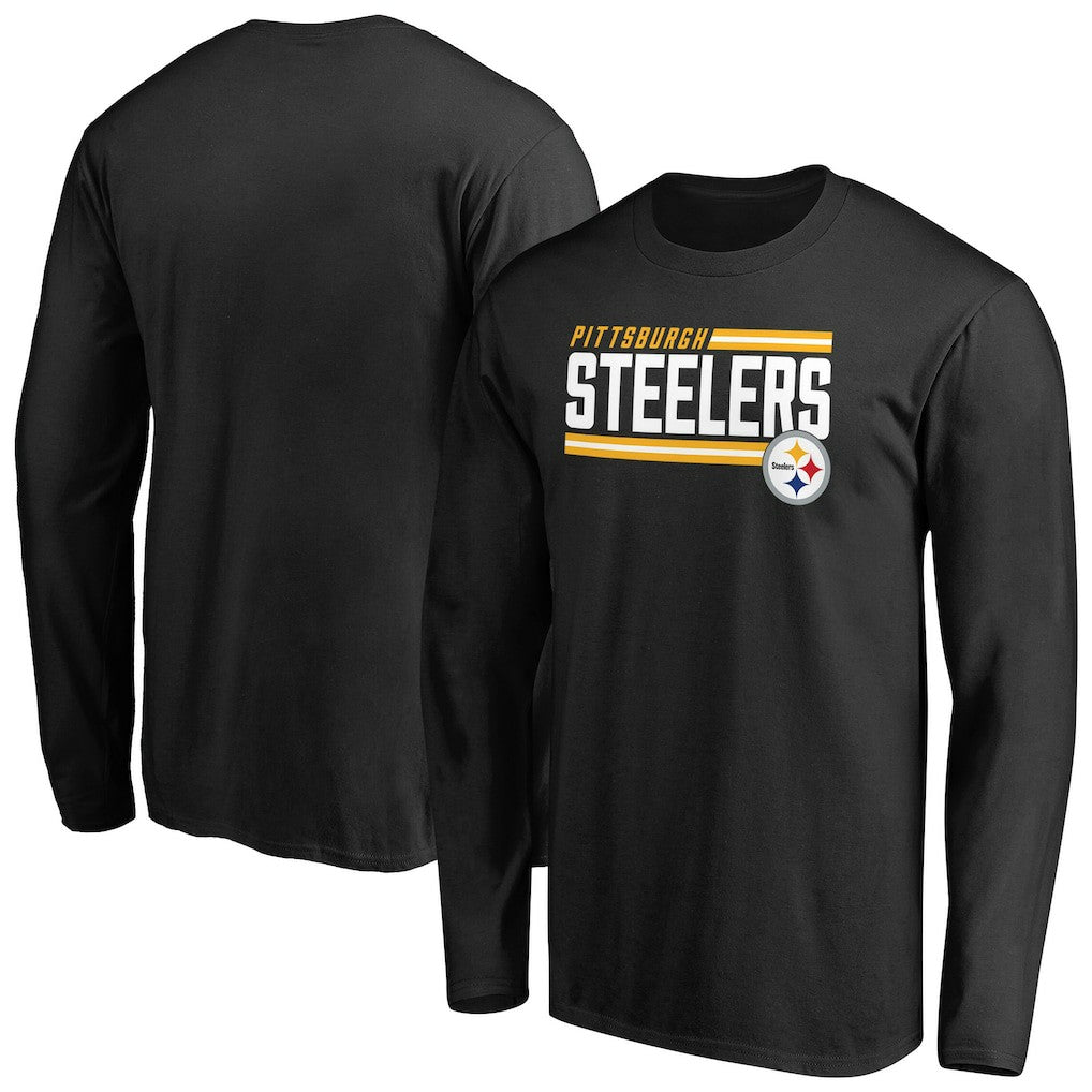 Pittsburgh Steelers Iconic Collection On Side Stripe Long Sleeve T-Shirt Black