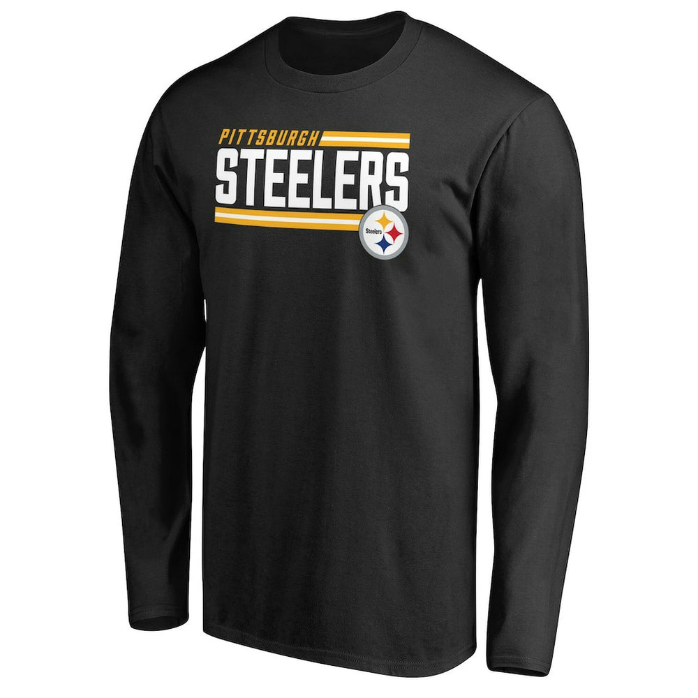 Pittsburgh Steelers Iconic Collection On Side Stripe Long Sleeve T-Shirt Black