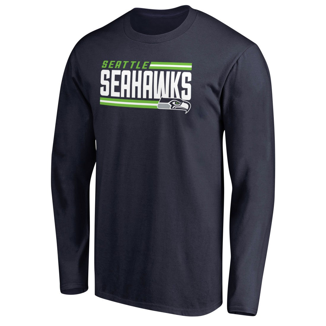 Seattle Seahawks Iconic Collection On Side Stripe Long Sleeve T-Shirt College Navy