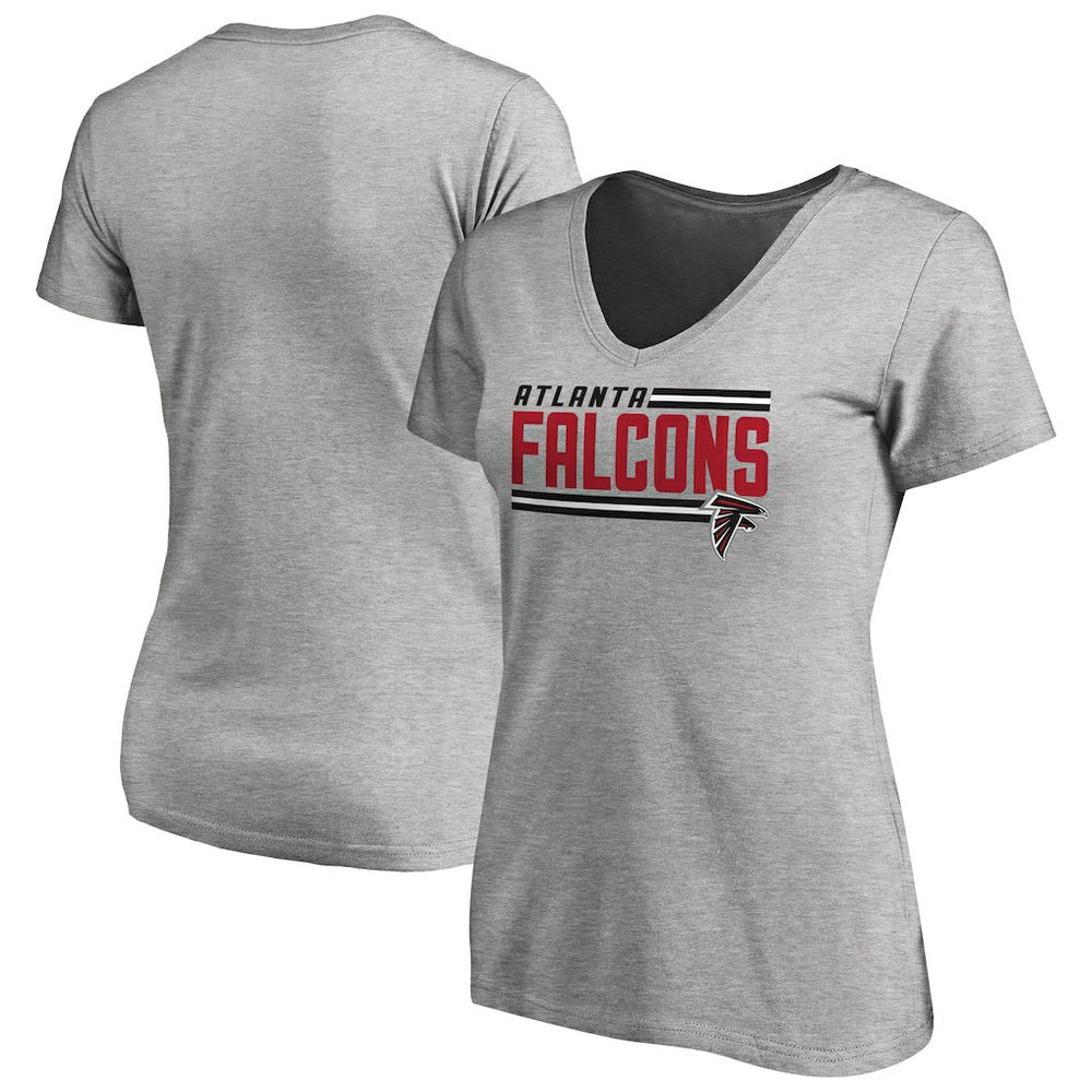 Atlanta Falcons Women's Iconic Collection On Side Stripe V-Neck T-Shirt Heather Gray