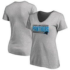 Carolina Panthers Women's Iconic Collection On Side Stripe V-Neck T-Shirt Heather Gray