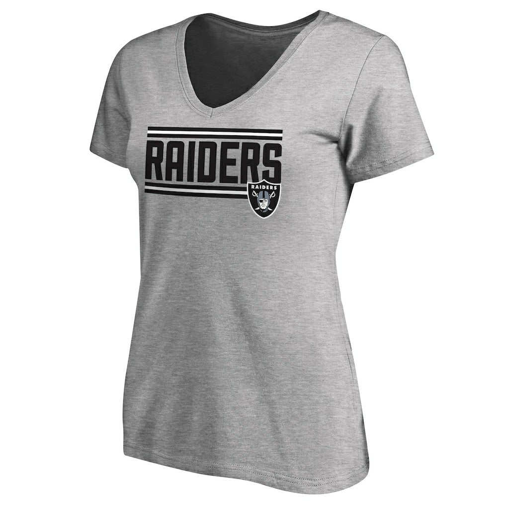 Las Vegas Raiders Women's Iconic Collection On Side Stripe V-Neck T-Shirt Heather Gray