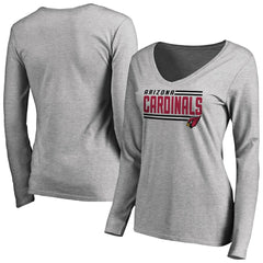 Arizona Cardinals Women's Iconic Collection On Side Stripe Long Sleeve V-Neck T-Shirt Ash