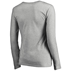 Detroit Lions Women's Iconic Collection On Side Stripe Long Sleeve V-Neck T-Shirt Ash