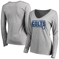 Indianapolis Colts Women's Iconic Collection On Side Stripe Long Sleeve V-Neck T-Shirt Ash