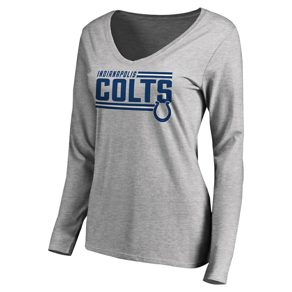 Indianapolis Colts Women's Iconic Collection On Side Stripe Long Sleeve V-Neck T-Shirt Ash
