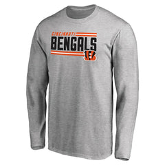 Cincinnati Bengals Iconic Collection On Side Stripe Long Sleeve T-Shirt Ash