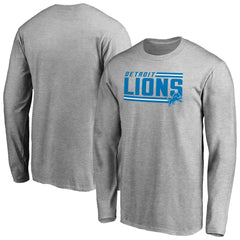 Detroit Lions Iconic Collection On Side Stripe Long Sleeve T-Shirt Ash